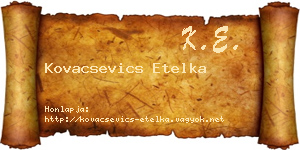 Kovacsevics Etelka névjegykártya